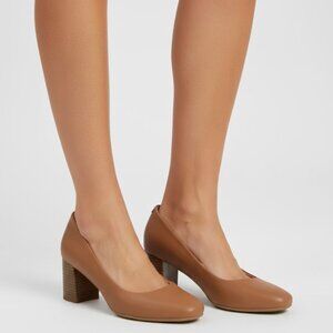 NATURALIZER Warner Pump Tan Block Heels Womens 9.5 Office